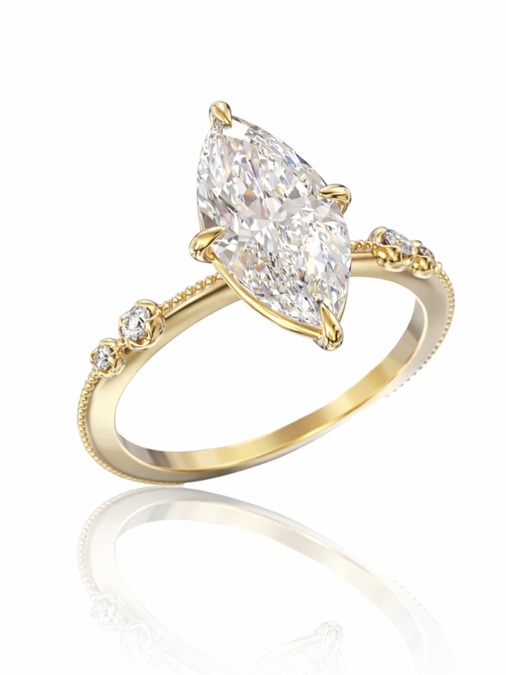 Dainty Set 1 Carat Marquis Cut Simulated Diamond Ring - Picture 1 of 9
